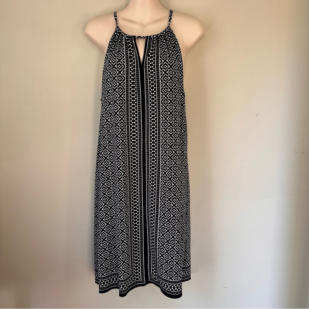 EUC! MAX STUDIO Sleeveless Midi Dress Sz Small Black White